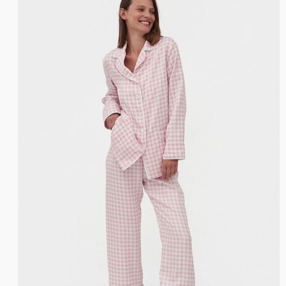 Sleeper Party Pajama Set with Feathers Pink Vichy